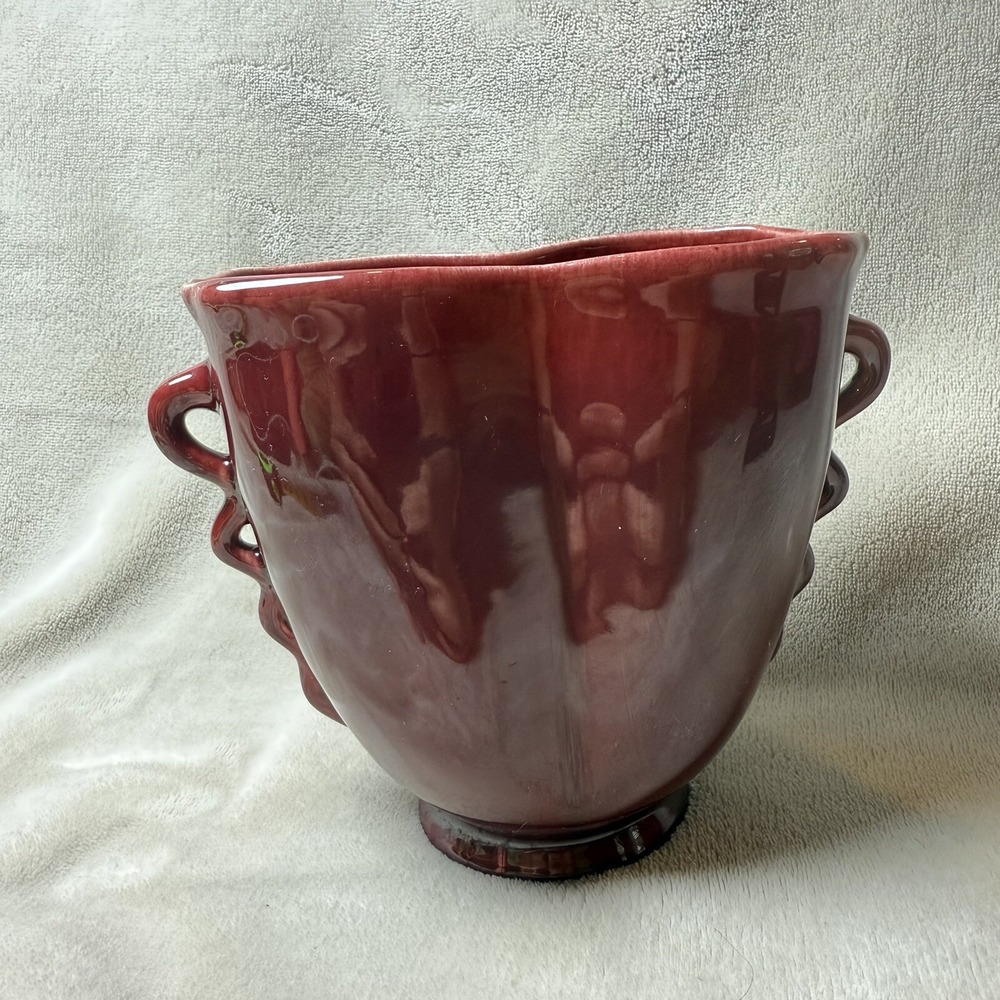 Vintage Burgandy Red Pottery Vase Heart Shaped USA 230 - Picture 2 of 7